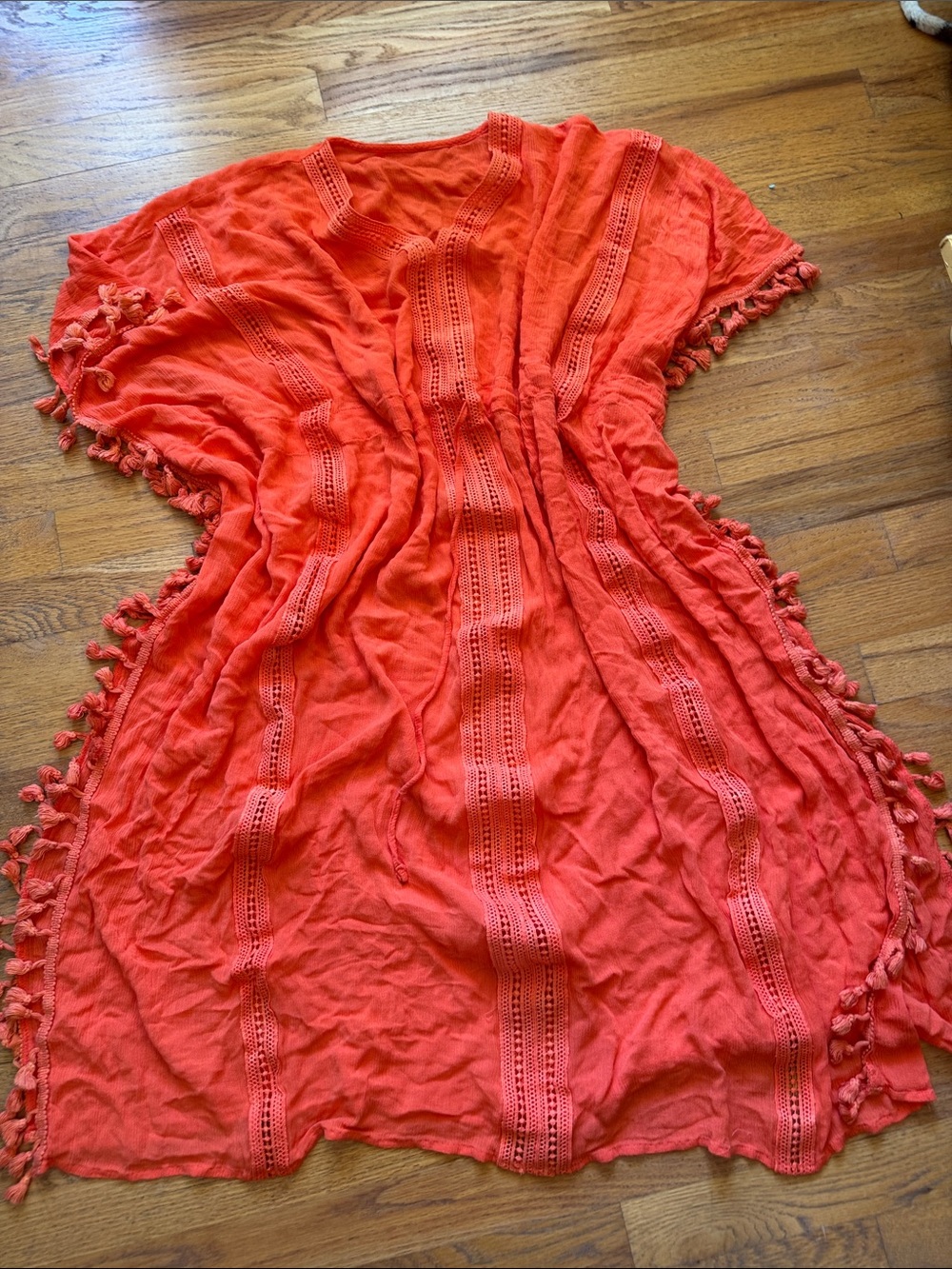 Women's Orange tassel-Trim cover up!